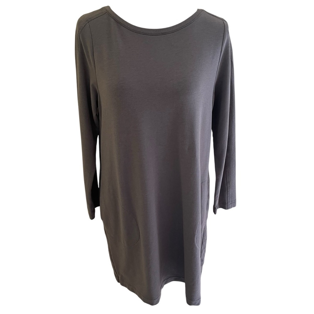 J. Jill Grey Pima Cotton "Harmony" Knit Long Sleeve Dress PM